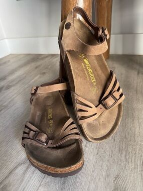 Birkenstock Bali Light Brown Tan Leather Suede Ankle Strap Sandals Size 36